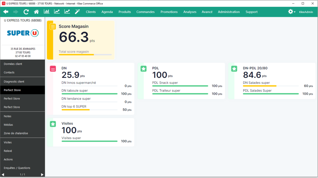 capture d'écran perfect store scoring